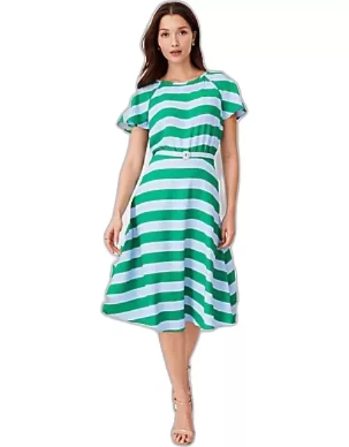 Ann Taylor Striped Belted Flare Dres