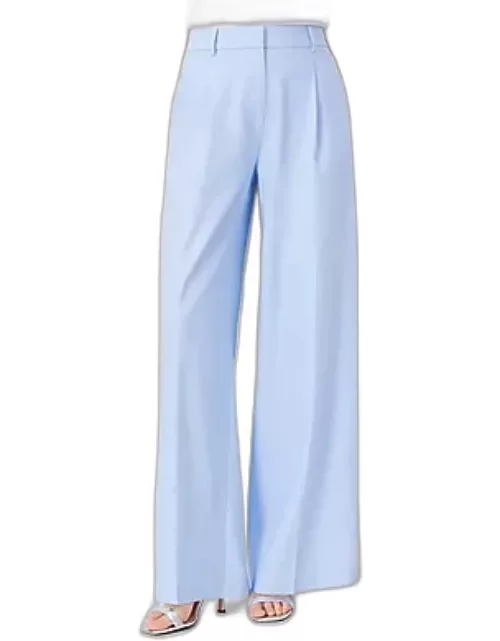 Ann Taylor The High Rise Pleated Wide Leg Pant in Linen Twil