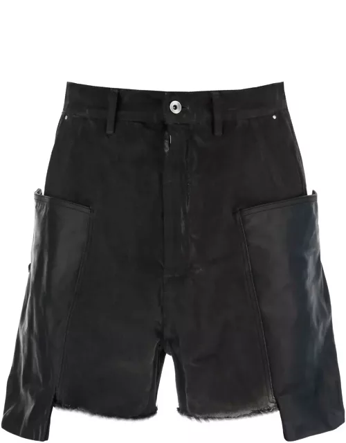 RICK OWENS Stefan cargo shorts with leather insert