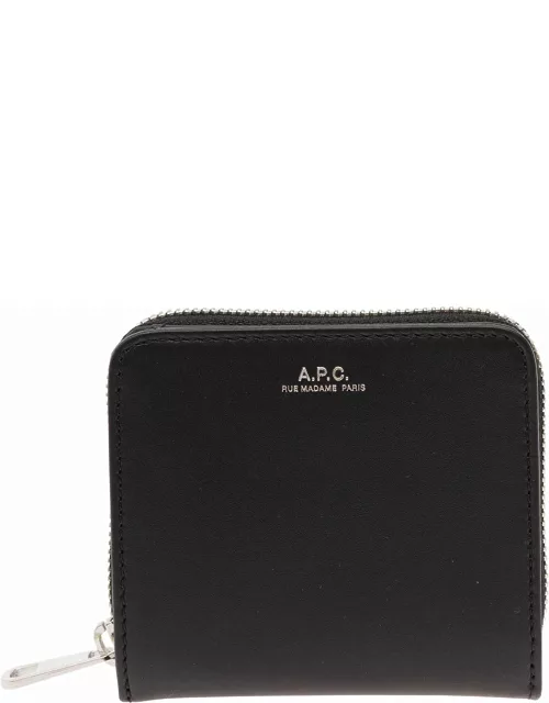 A.P.C. emmanuel Black Wallet With Embossed Logo In Smooth Leather Man