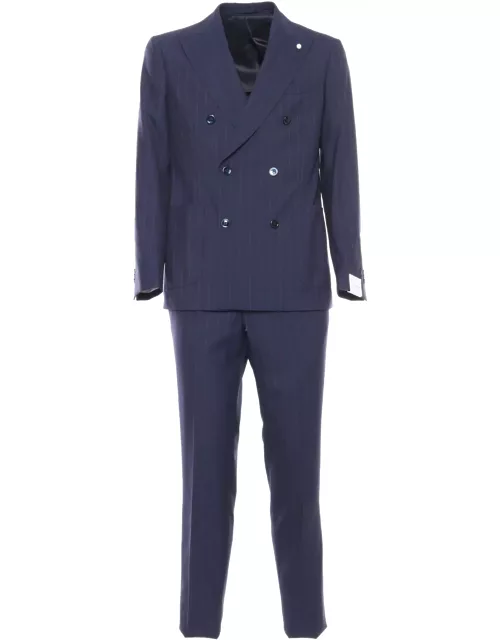Luigi Bianchi Mantova Blue Pinstripe Suit