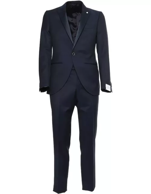 Luigi Bianchi Mantova Blue Satin Suit