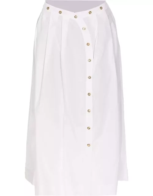 Pinko Popeline Skirt With Metallic Button