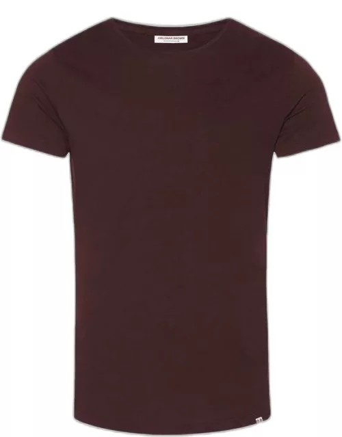 Ob-T - Tailored Fit Crew Neck Cotton T-shirt In Damson