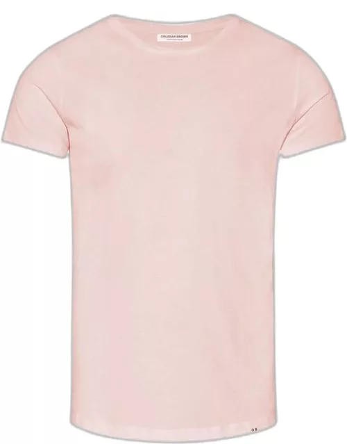 Ob-T - Tailored Fit Crew Neck Cotton T-shirt In Pink Sand