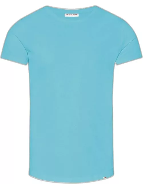 Ob-T - Tailored Fit Crew Neck Cotton T-shirt In Aqua Blue