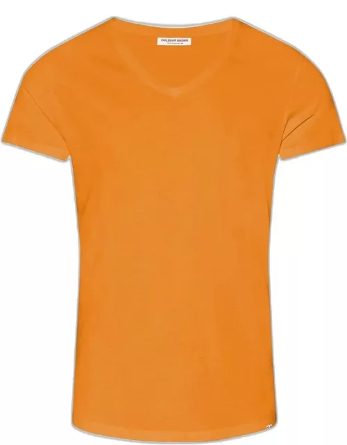 Ob-V - Tailored Fit V-neck T-Shirt In Ember