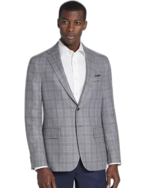 JoS. A. Bank Men's Reserve Collection Tailored Fit Plaid Sportcoat, Grey, 42 Regular