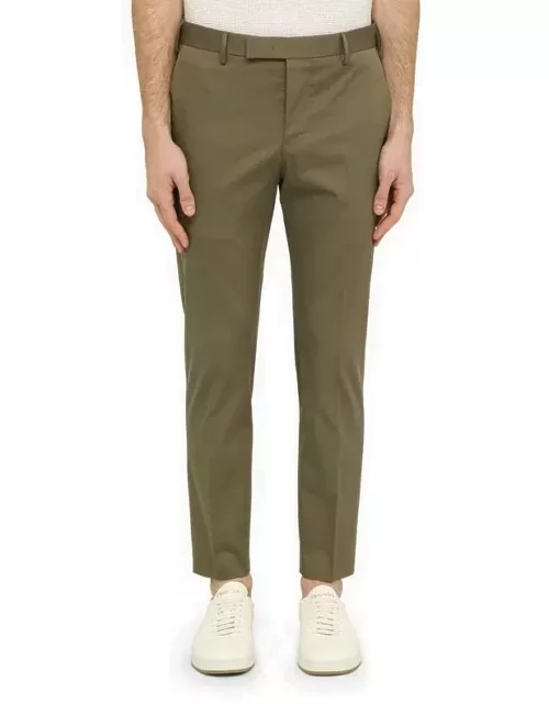 Green cotton slim trouser