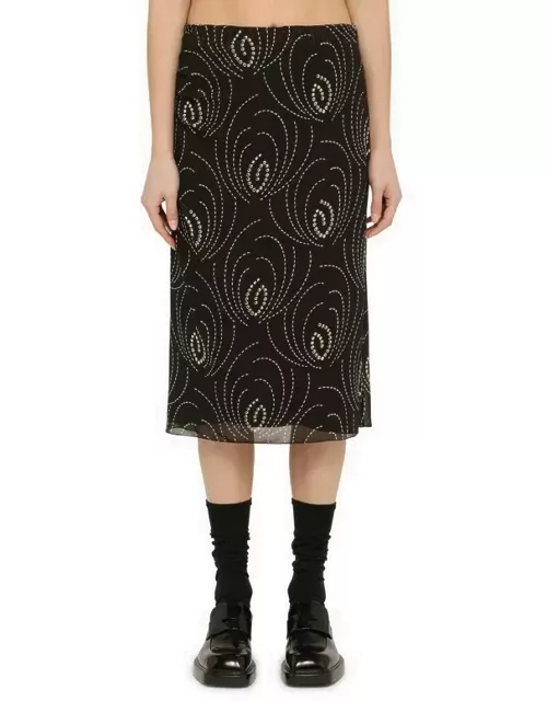 Black printed skirt in georgette