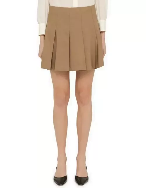 Desert-coloured mini skirt with flounce