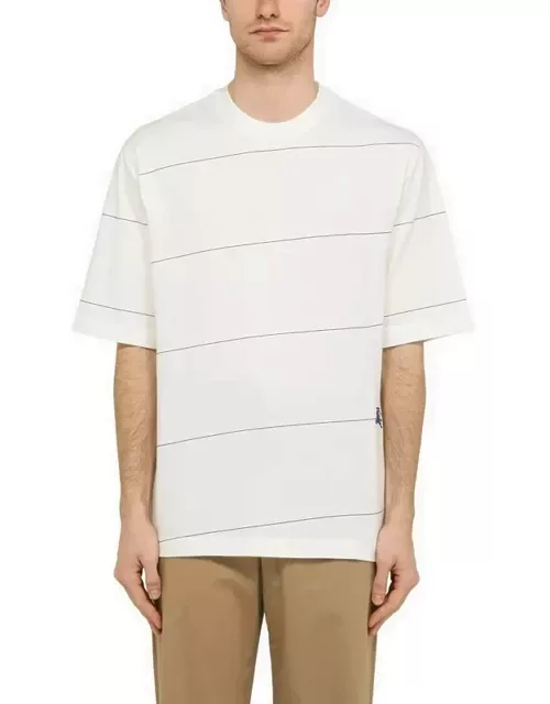White striped t-shirt with logo embroidery