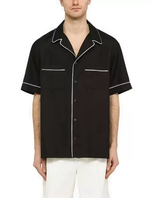 Black silk bowling shirt