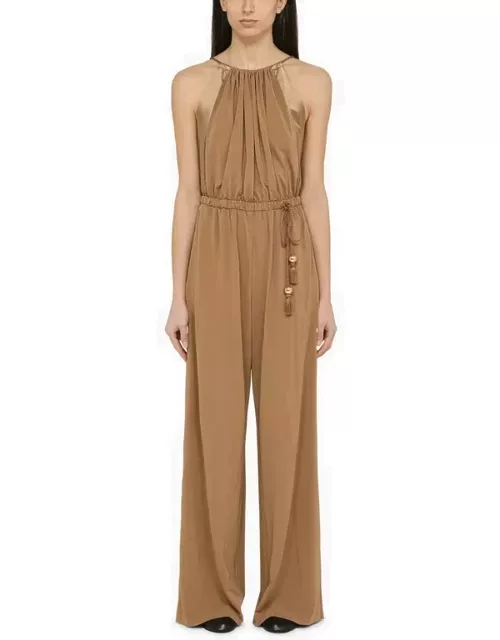 Clay-coloured viscose jumpsuit