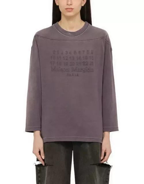 Aubergine-coloured cotton sweater with logo