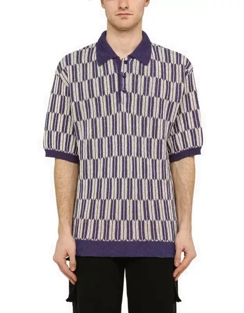 Purple and grey short-sleeved polo shirt