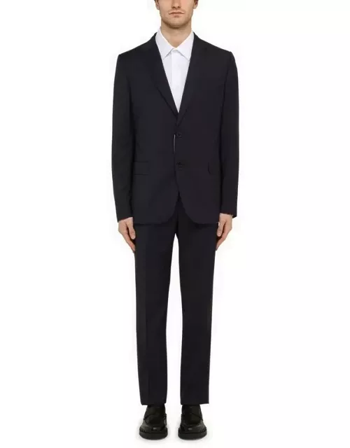 Navy blue single-breasted suit in woo