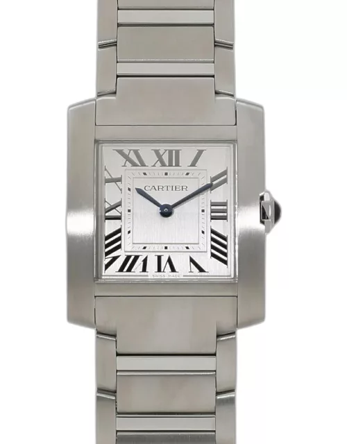 Cartier Silver Stainless Steel Tank Francaise WSTA0074 Women's Wristwatch