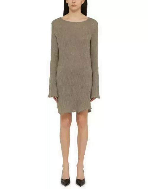 Grey linen and cotton knit mini dres