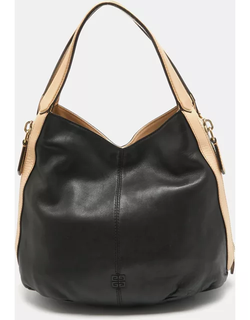 Givenchy Black/Beige Leather Side Zip Shoulder Bag