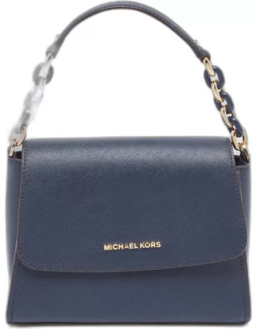 Michael Kors Navy Blue Leather Sofia East West Top Handle Bag