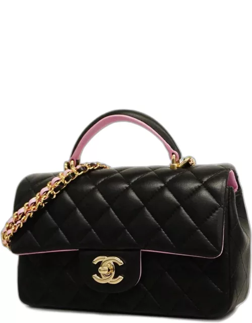 Chanel Quilted Lambskin Mini Classic Single Flap Top Handle Bag
