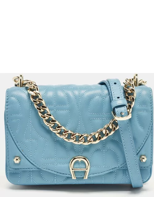 Aigner Blue Quilted Leather Diadora Shoulder Bag