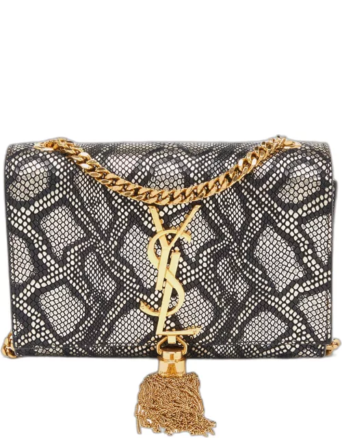 Saint Laurent Black/Gold Python Embossed Leather Small Kate Wallet on Chain