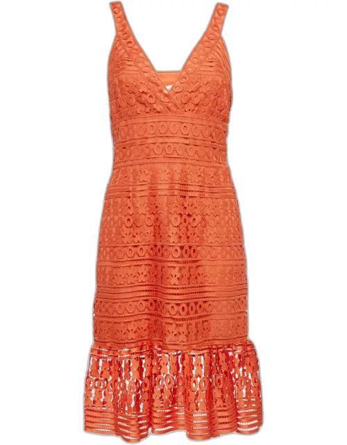 Diane Von Furstenberg Orange Guipure Lace Tiana Midi Dress
