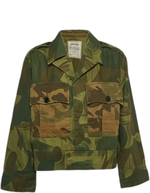 Zadig & Voltaire Green Camouflage Printed Cotton Jacket
