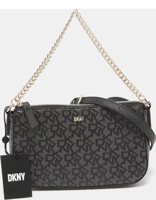 Dkny Black Signature Coated Canvas and Leather Bryant Park Crossbody Bag