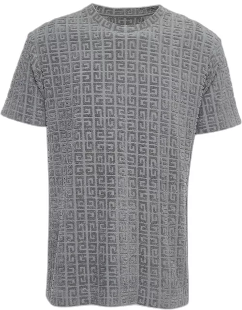 Givenchy Grey GG Patterned Terry Half Sleeve T-Shirt