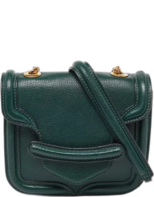 Alexander McQueen Green Leather Mini Heroine Chain Crossbody Bag