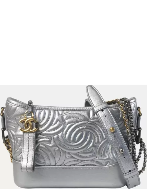 Chanel Silver Small CC Stitched Calfskin Gabrielle Crossbody Bag