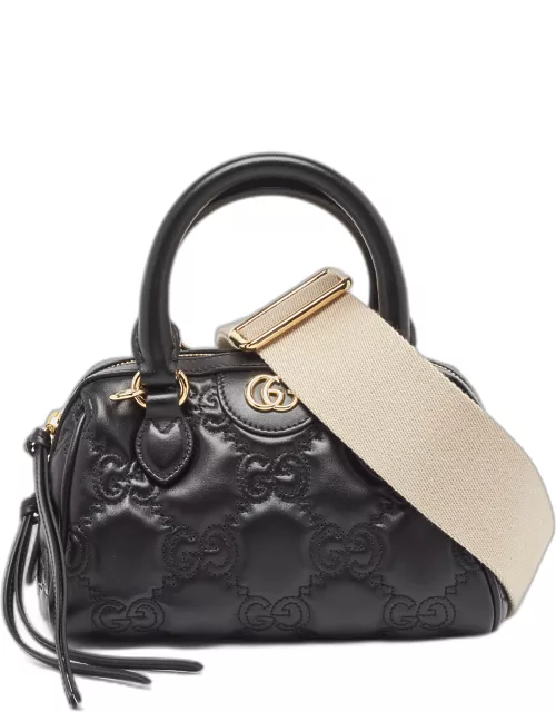 Gucci Black GG Matelasse Leather Mini Bowler Bag