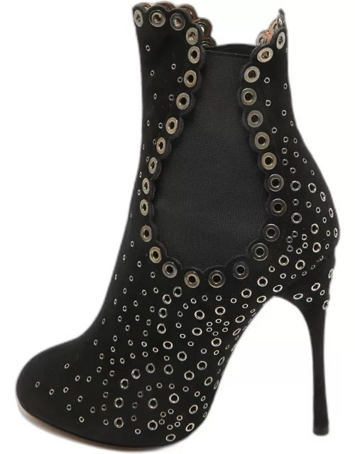 Alaia Black Suede Studded Ankle Boot