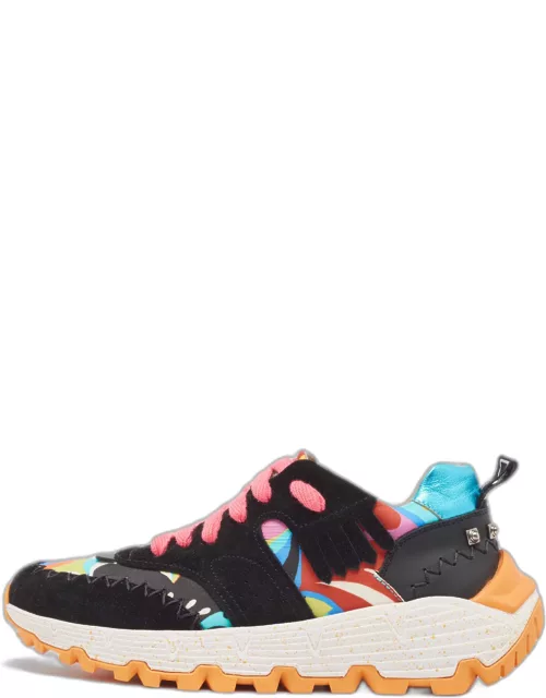 Etro Multicolor Suede and Leather Low Top Trainers Sneaker