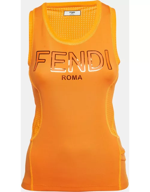 Fendi Orange Logo-Print Nylon Performance Tank Top