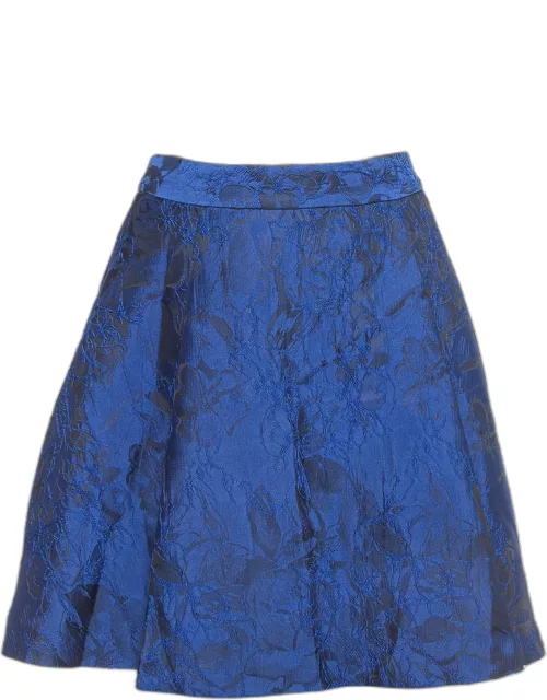 Alice + Olivia Blue Floral Jacquard Mini Skirt