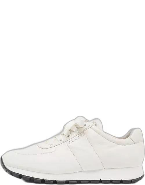 Prada White Leather Low Top Sneaker