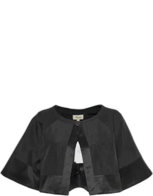 Temperly London Black Silk-Blend Cropped Evening Jacket