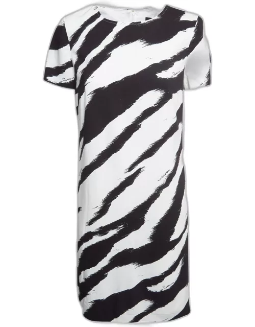 Class by Roberto Cavalli Black/White Zebra Print Crepe Shift Dress