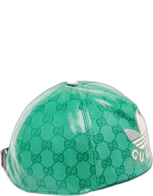 Gucci X Adidas Green GG Supreme Coated Canvas Baseball Cap