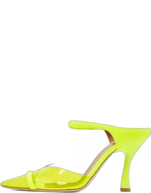 Malone Souliers Neon Yellow PVC and Patent Leather Iona Mule