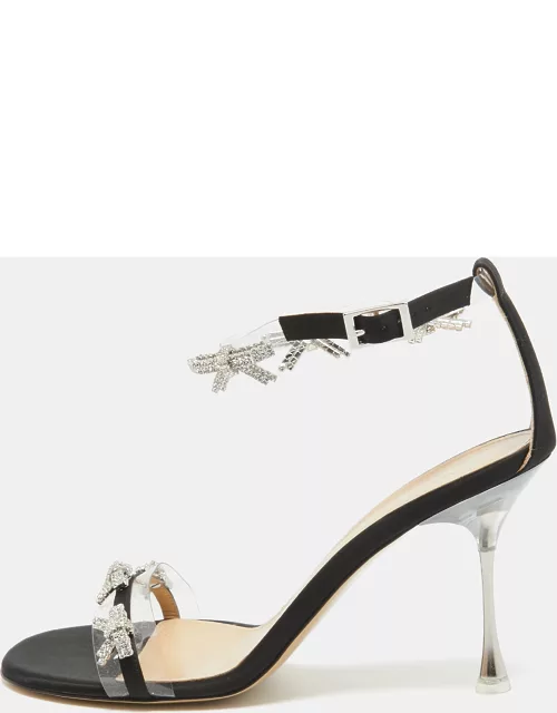 Mach & Mach Transparent PVC and Satin Floating Crystal Bow Sandal