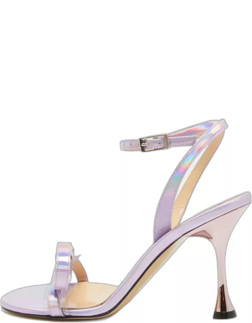 Mach & Mach Iridescent Purple Patent Leather and PVC French Bow Sandal