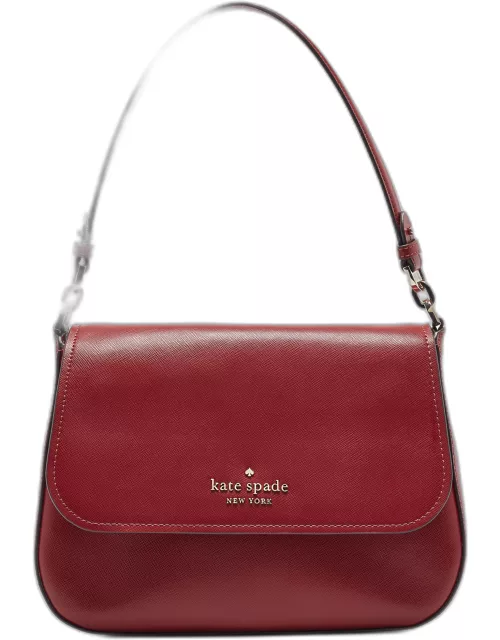 Kate Spade Red Saffiano Leather Staci Flap Shoulder Bag