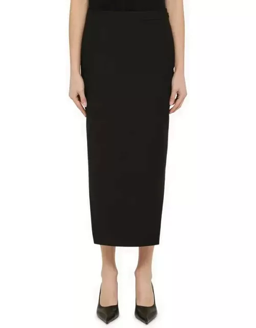 Black asymmetrical wool skirt