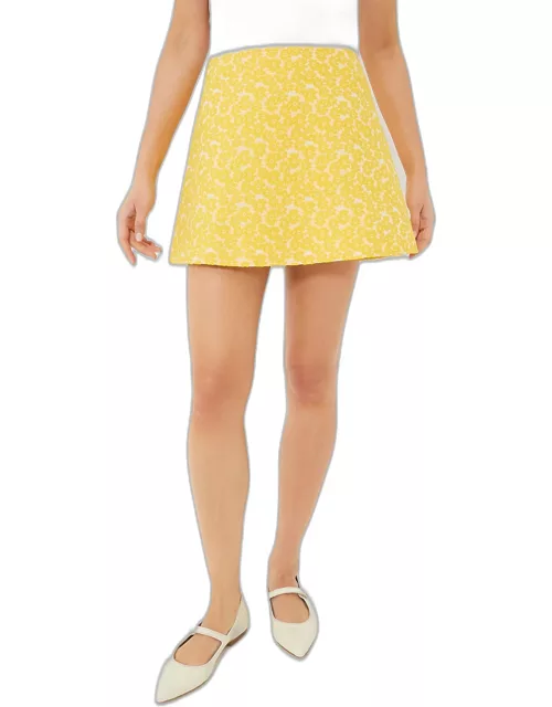 Yellow Daisy Jacquard Meg Mini Skirt