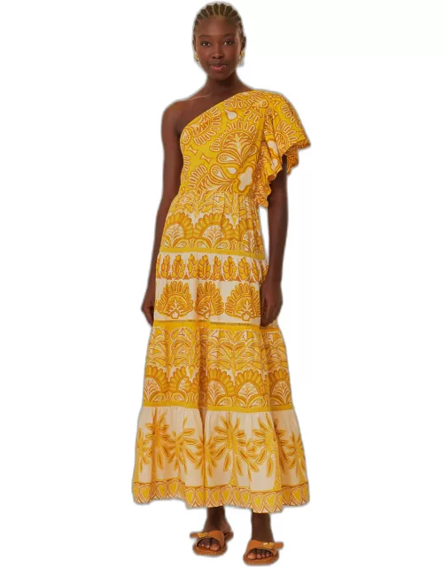 Yellow Ainika Tapestry One Shoulder Maxi Dress, AINIKA TAPESTRY YELLOW /